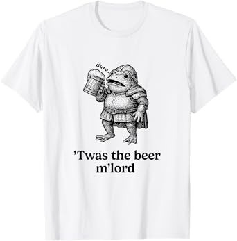 TWAS The Beer m'lord Knight Frog Drinking Funny T-Shirt