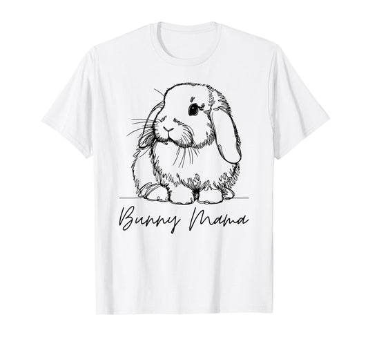 Bunny Mama Holland Lop Mom Cute Lop Rabbit Line Art T-Shirt