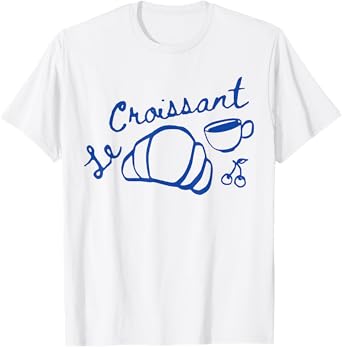 Coffee & Croissant French Croissant Retro Graphic Aesthetic T-Shirt