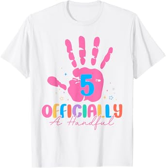 Kids I'm Officially A Handful Five 5th Birthday Girls Boys T-Shirt