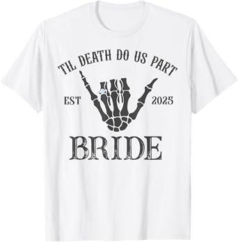 Groom Bride Skeleton Gothic Halloween Engagement Wedding T-Shirt