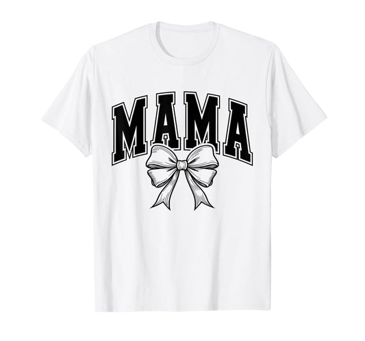 Retro Checkered Mama Coquette Bow Mom Mothers Day Women's T-Shirt
