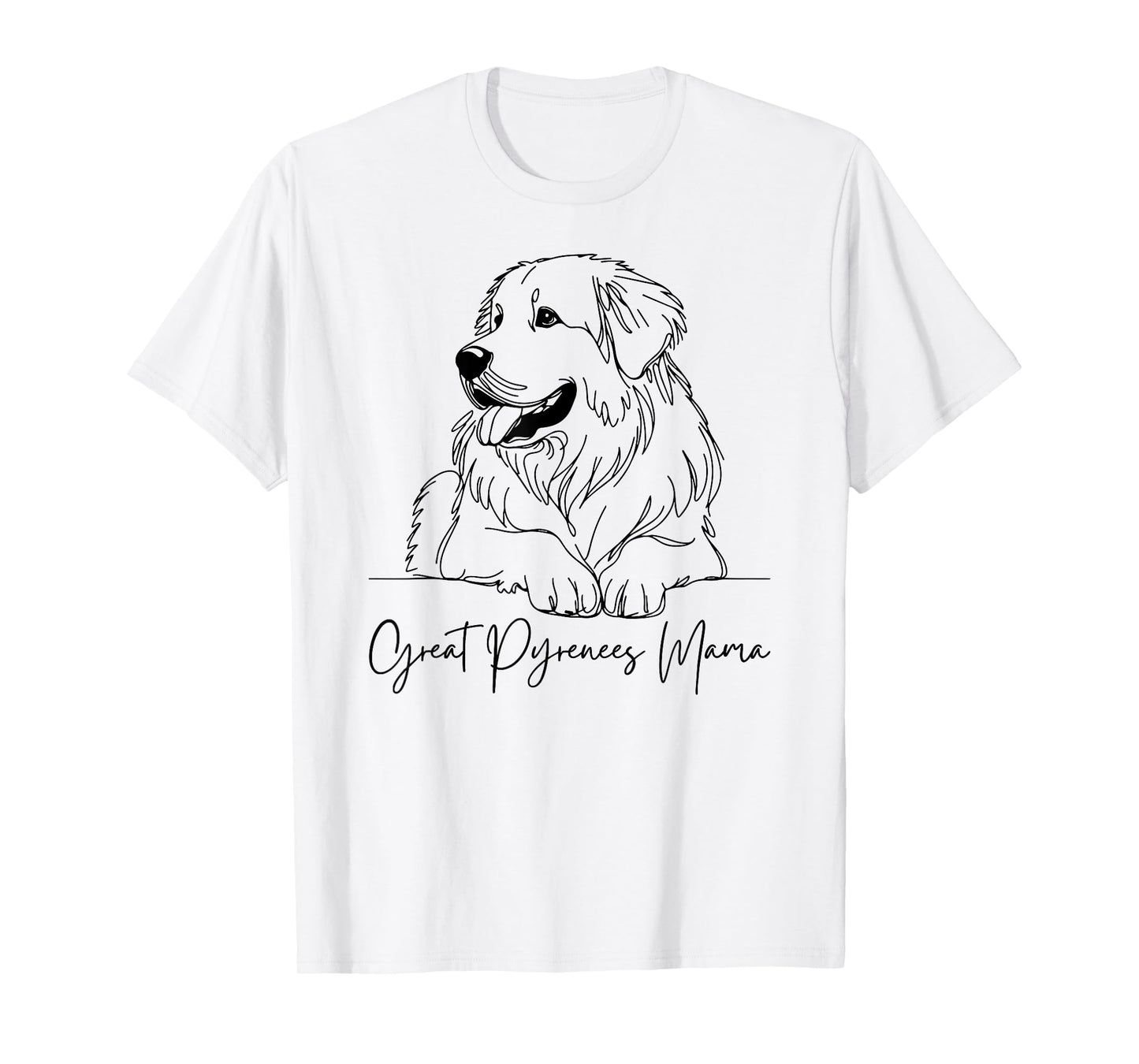 Great Pyrenees Mama Great Pyrenees Mom Cute Dog Line Art T-Shirt