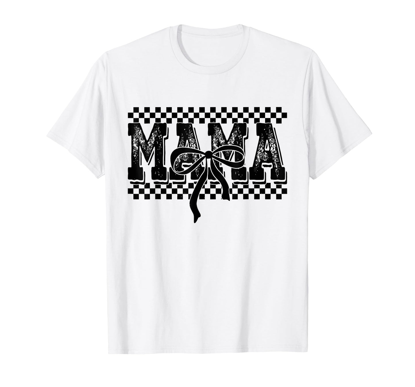 Retro Checkered Mama Coquette Bow Mama Floral Mothers Day T-Shirt