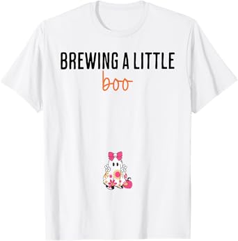 Brewing A Little Boo Funny Maternity Halloween Ghost T-Shirt