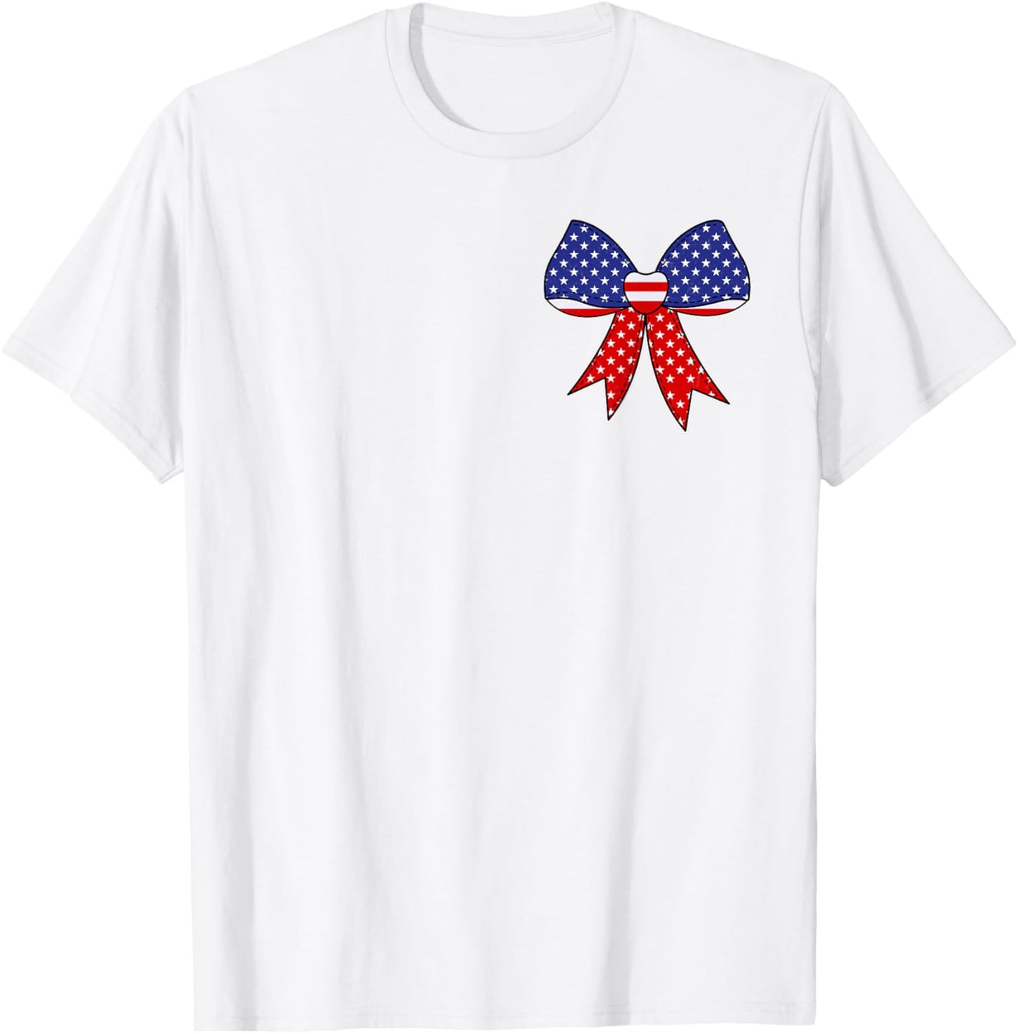 4th of July Coquette Bow Ribbon Red White and Blue Pocket T-Shirt