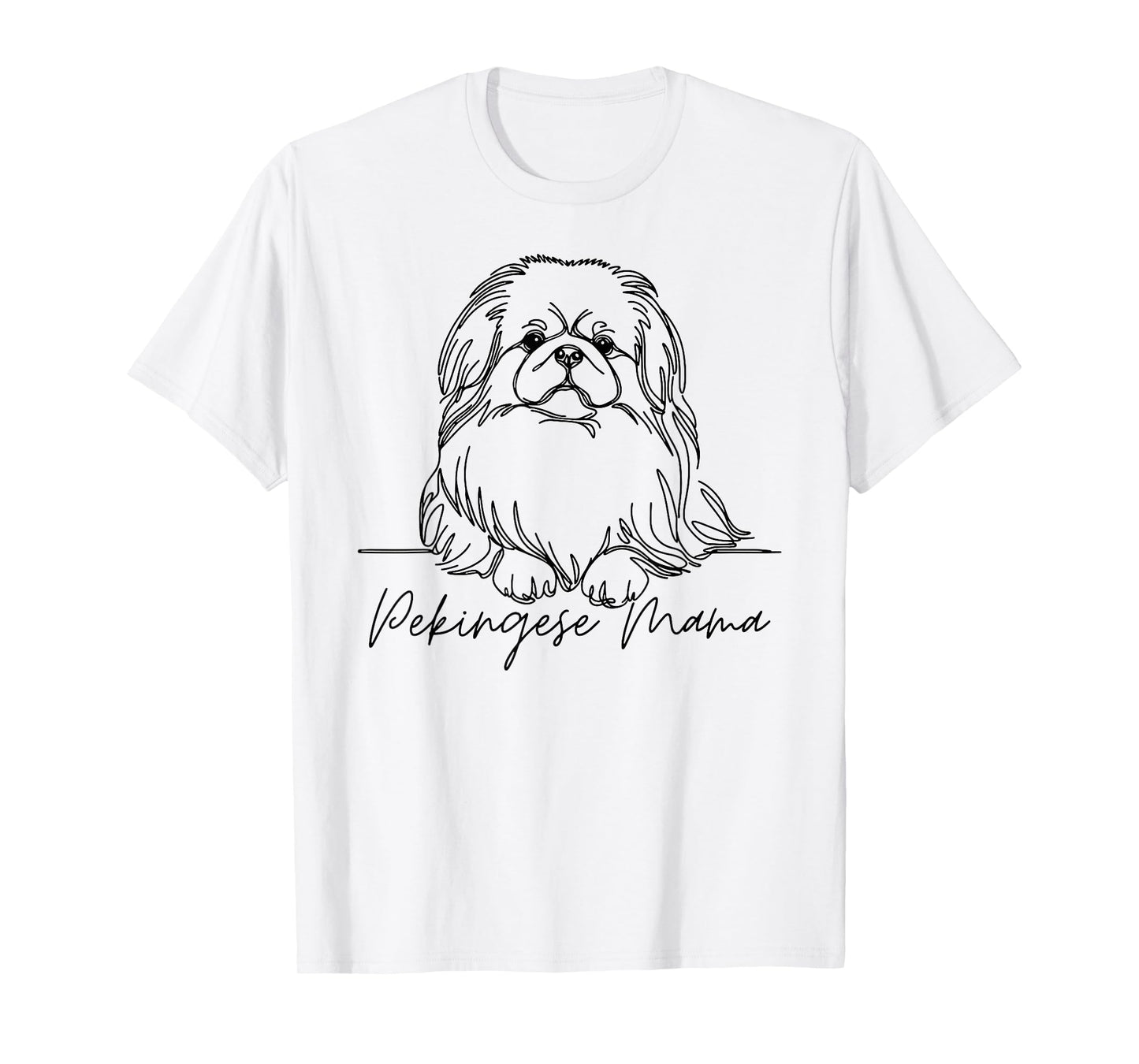 Pekingese Mama Pekingese Mom Cute Line Art Dog Artistic T-Shirt