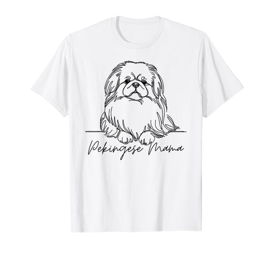 Pekingese Mama Pekingese Mom Cute Line Art Dog Artistic T-Shirt