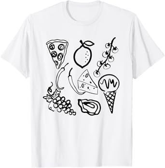 Italian Summer Scrapbook with tomatoes seafood coastal T-Shirt
