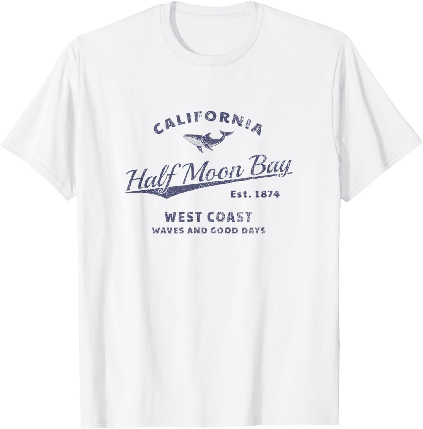Half Moon Bay - California - Retro-style - Whale T-shirt by TeeBrew