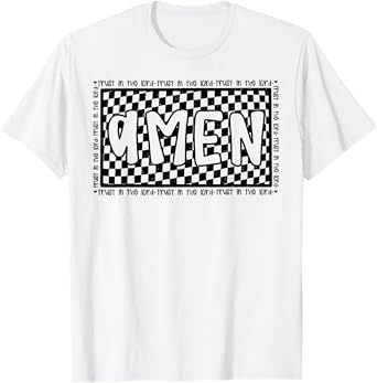 Checkered Amen Vintage Jesus Bible Verse Christian Religious T-Shirt