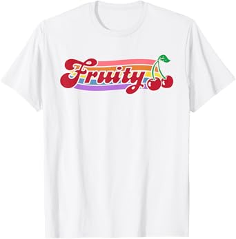 Vintage Fruity Cherry Nonbinary Lesbian Subtle Pride Sapphic T-Shirt
