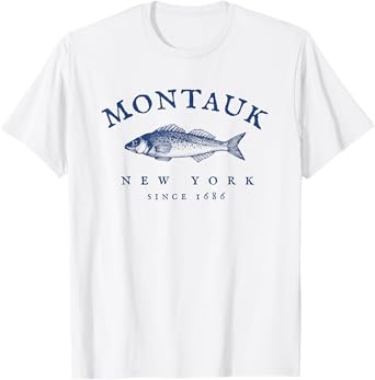 Retro Montauk New York Fishing T-Shirt