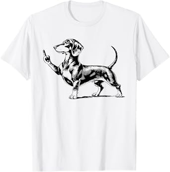 Rude Pointer Dog Dachshund Dog Lovers Midle Finger Hand T-Shirt