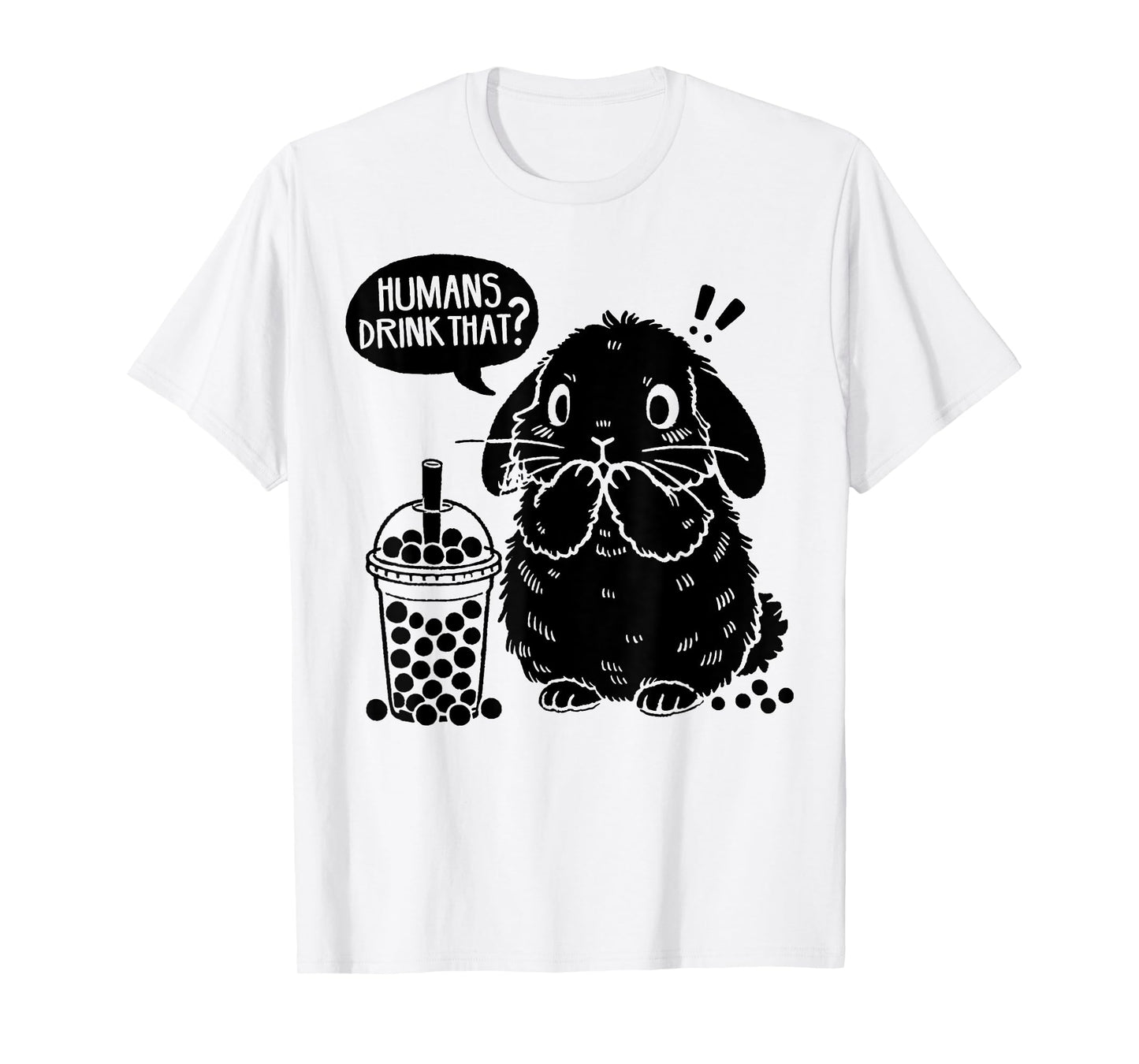 Holland Lop Rabbit and Boba Tea Funny Bunny Bubble Tea Lover T-Shirt