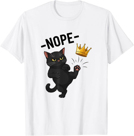No Kings In America Black Cat Nope 4th Of July Cat Meme T-shirt