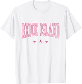Rhode Island - Varsity Pink - Throwback Design - Classic T-Shirt
