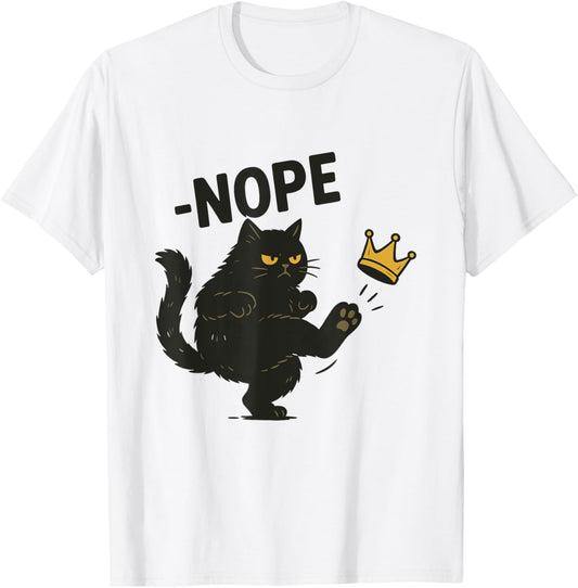No Kings in America Black Cat Funny Political Meme Patriotic T-Shirt