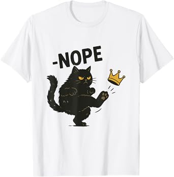 No Kings in America Black Cat Funny Political Meme Patriotic T-Shirt for Men Women