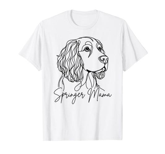 English Springer Spaniel Mama Springer Mom Line Art Artistic T-Shirt