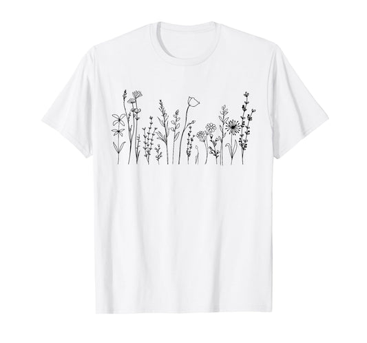 Vintage Flower Graphic For Women Wildflower Floral Gardening T-Shirt