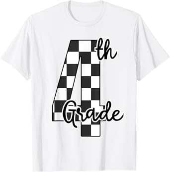Checkered Fourth Grade Back To School Teachers Students T-Shirt