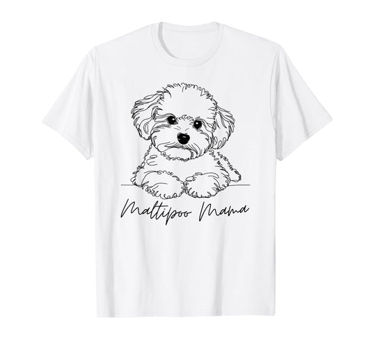 Maltipoo Mama Maltipoo Mom Cute Line Art Dog Artistic T-Shirt