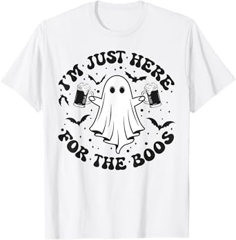 I'm Just Here for The Boos Cute Ghost Beer Halloween Costume T-Shirt