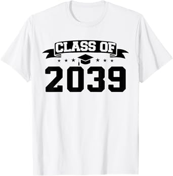 Class of 2039 Grow With Me Graduation Handprint On Back T-Shirt