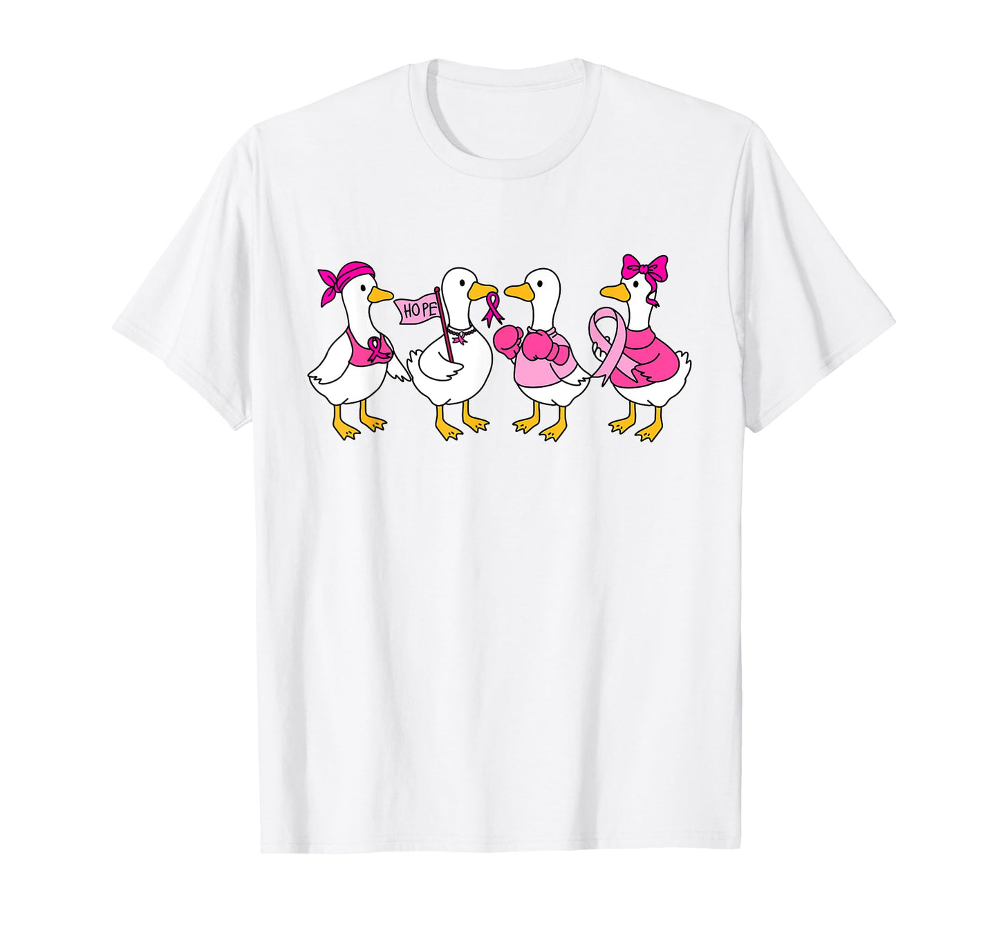 Breast Cancer Awareness in October We Wear Pink Goose Bow T-Shirt
