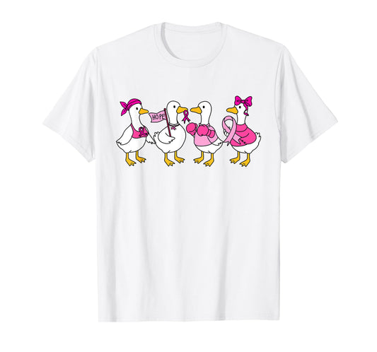 Breast Cancer Awareness in October We Wear Pink Goose Bow T-Shirt