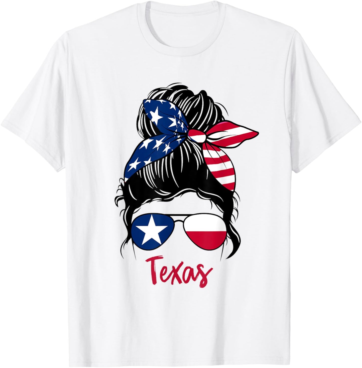 Texas patriotic sunglasses USA flag bandana woman look T-Shirt