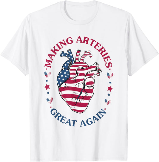Independence Day Retro Making Arteries Great Again Heart T-shirt