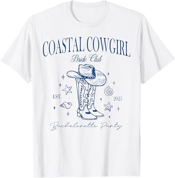 Coastal Cowgirl Bride Club 2025 Beach Bachelorette Party T-Shirt