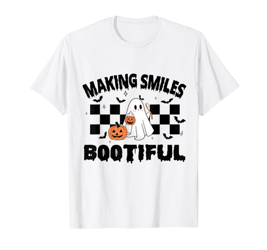 Making Smiles Bootiful Halloween Funny Ghost Dentist Dental T-Shirt