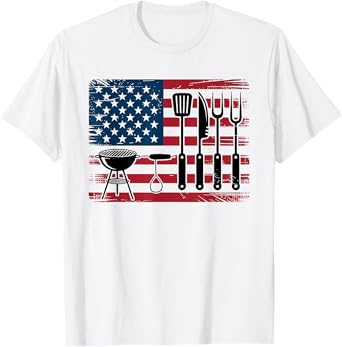 Patriotic Grilling BBQ Utensil US Flag Pitmaster Barbecuing T-Shirt