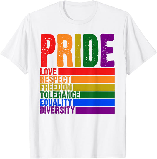 2025 Gay Pride Month Love Respect Freedom LGBTQ Rainbow T-Shirt