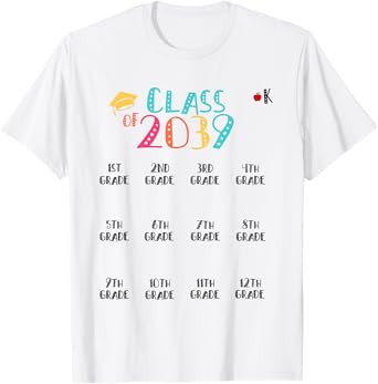 Class of 2039 Grow With Me Shirt Handprint Pre-K 12th Grade T-Shirt