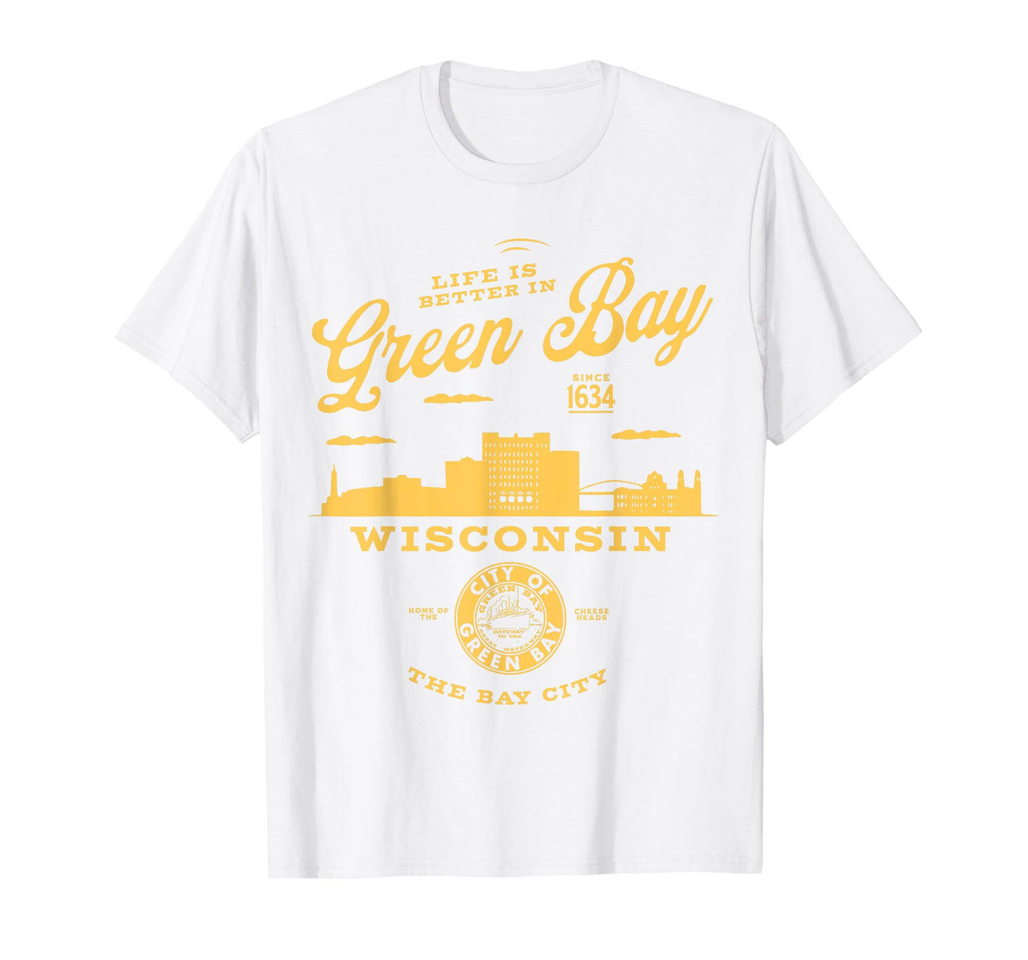 Life is Better in Green Bay Wisconsin Vintage Skyline T-Shirt
