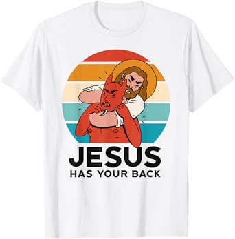 Jesus Has Your Back The Devil Sunset Graphic Funny Christian T-Shirt