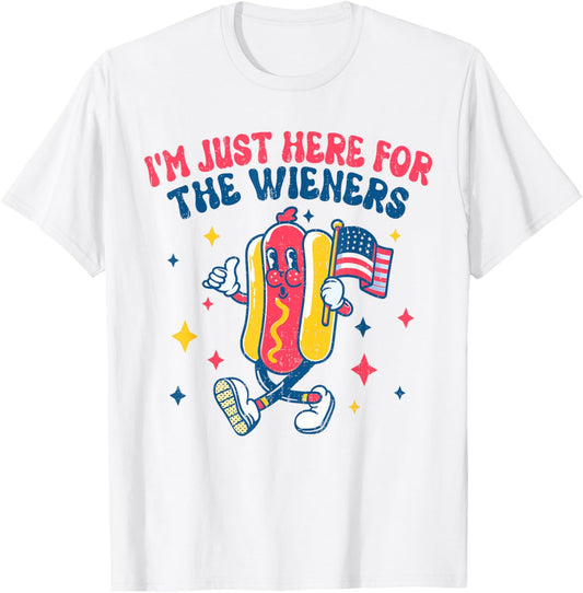 I'm Just Here For The Wieners 4th July Hotdog Independence T-Shirt