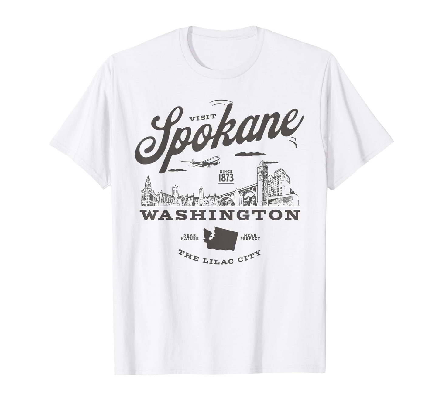 Visit Spokane Washington Since 1873 Vintage Skyline T-Shirt