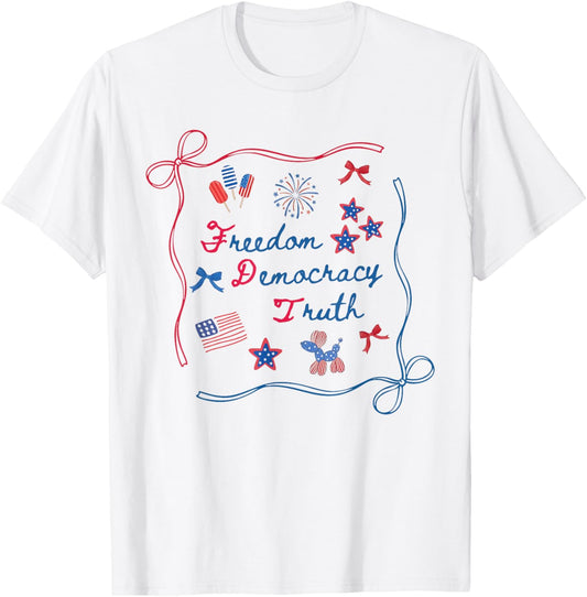 Subtle Freedom Democracy Truth Coquette Bow 4th Of July T-shirt