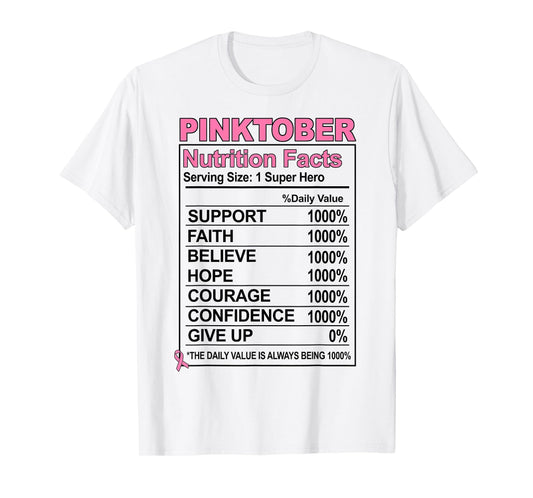Pinktober Definition Nutrition Facts Breast Cancer Awareness T-Shirt