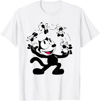 Felix Cat Juggling Mice Vintage Cartoon Retro Graphic Fun T-Shirt