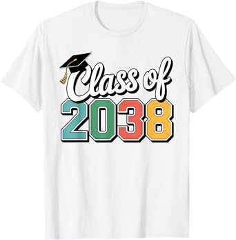 Class of 2038 Grow with Me Funny Kindergarten to Graduation T-Shirt