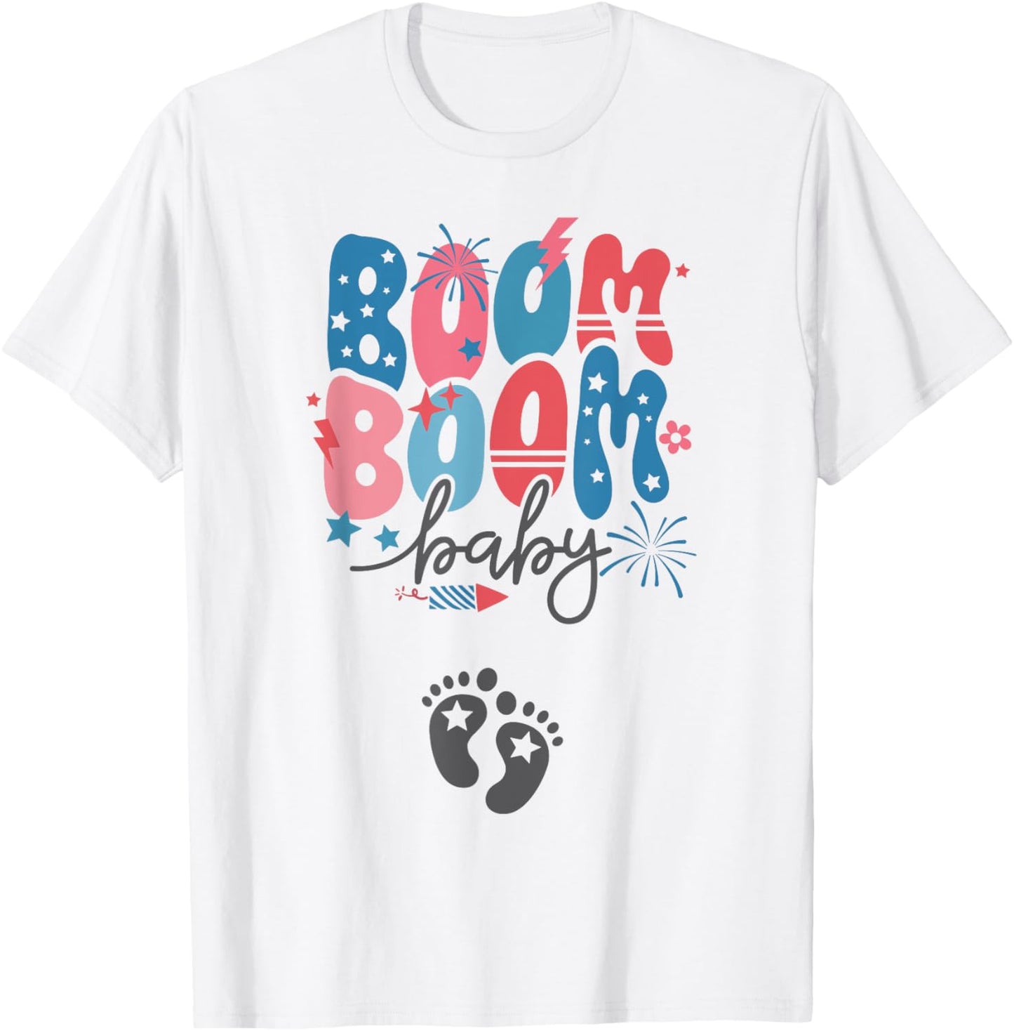 Boom 4th July Baby Pregnancy Announcement Mom To Be Mama T-shirt
