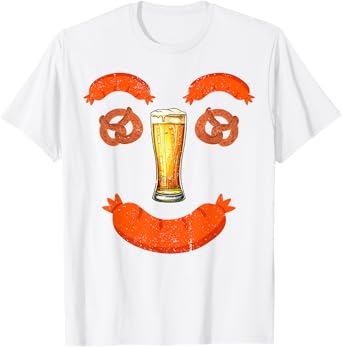 Beer Pretzel Wurst Sausage Smile Funny Oktoberfest Wurst T-Shirt