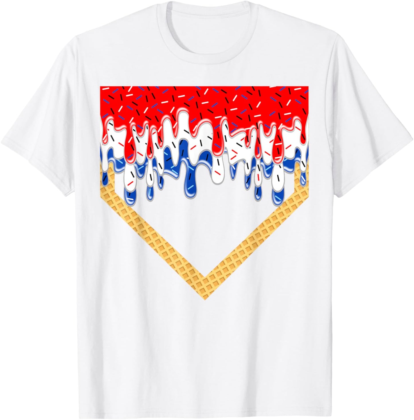 Baseball Drip American Flag Home Plate 4th Of July Patriotic T-shirt