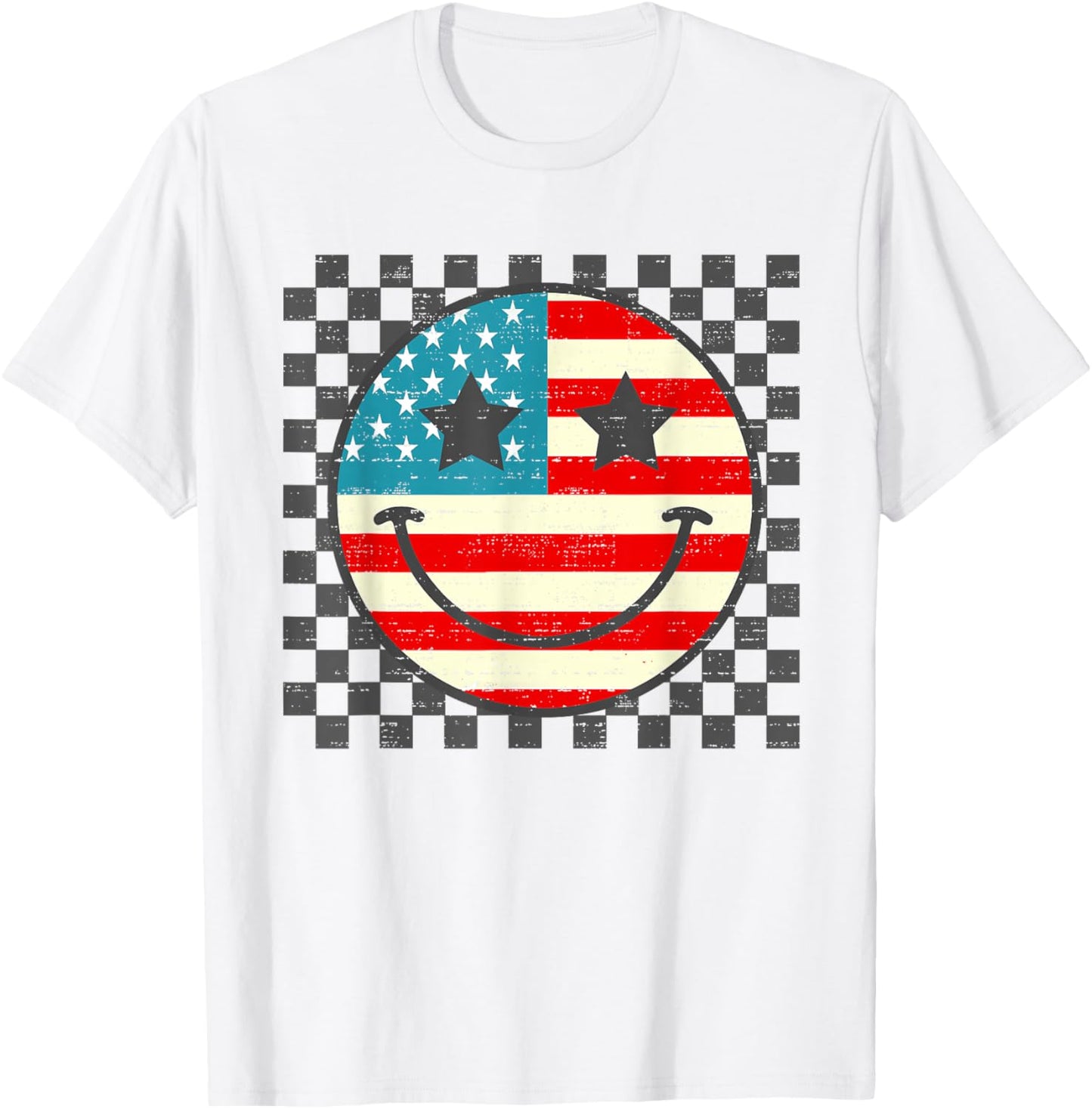 Smile Face American Flag Usa Funny 4th Of July Fourth T-shirt